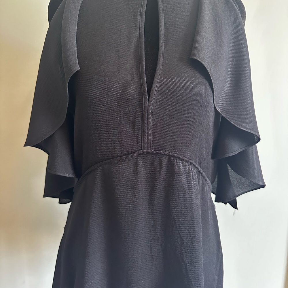 Theory Black Ruffle Sleeve Blouse